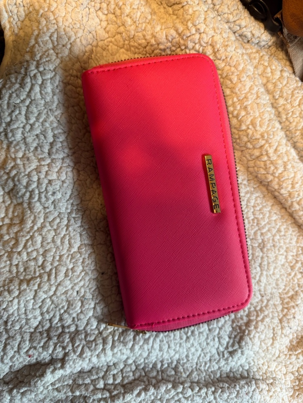 Rampage Hot Pink Zip Wallet with Gold Plaque